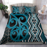 Maori Taniko Patterns Bedding Set Azure Patiki Motifs Mix Whakairo Ngaru