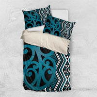 Maori Taniko Patterns Bedding Set Azure Patiki Motifs Mix Whakairo Ngaru