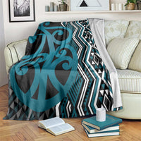 Maori Taniko Patterns Blanket Azure Patiki Motifs Mix Whakairo Ngaru LT7 Azure - Polynesian Pride