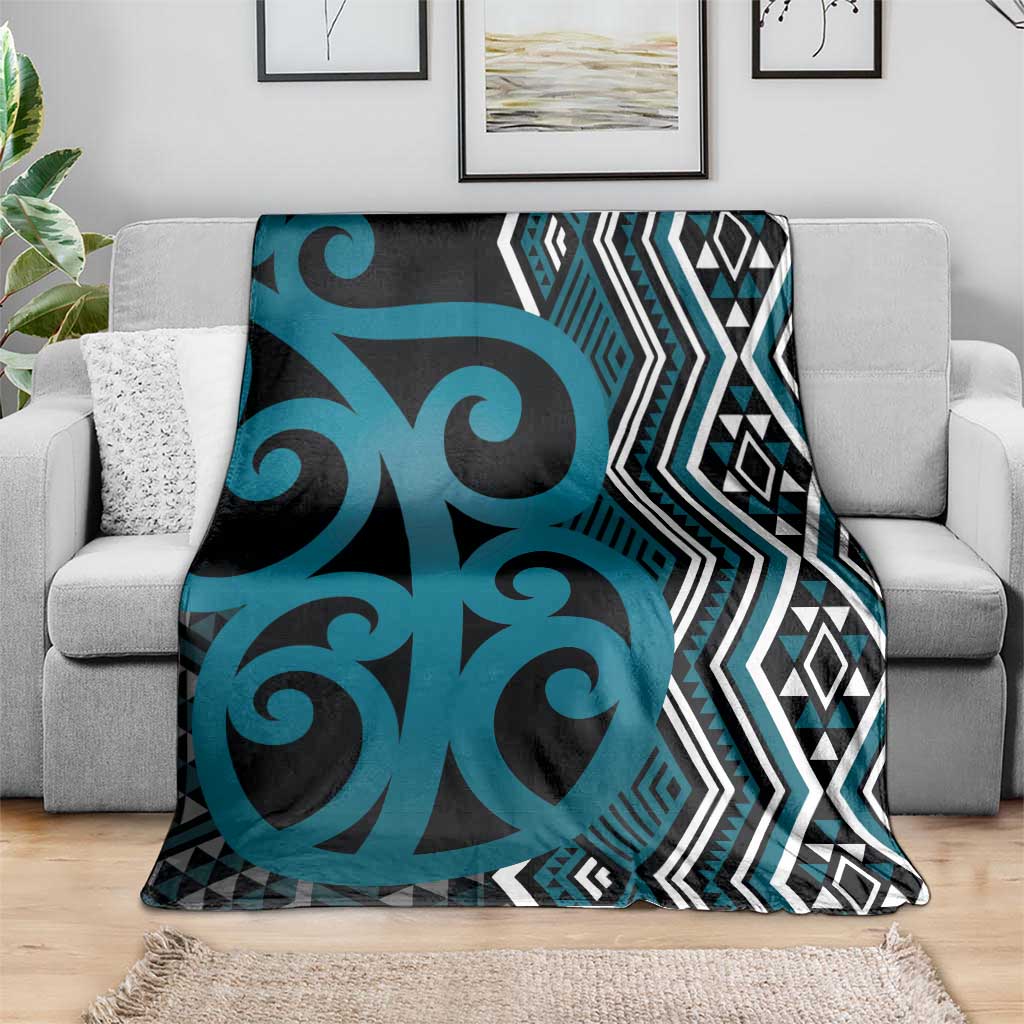 Maori Taniko Patterns Blanket Azure Patiki Motifs Mix Whakairo Ngaru LT7 - Polynesian Pride