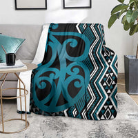 Maori Taniko Patterns Blanket Azure Patiki Motifs Mix Whakairo Ngaru LT7 - Polynesian Pride