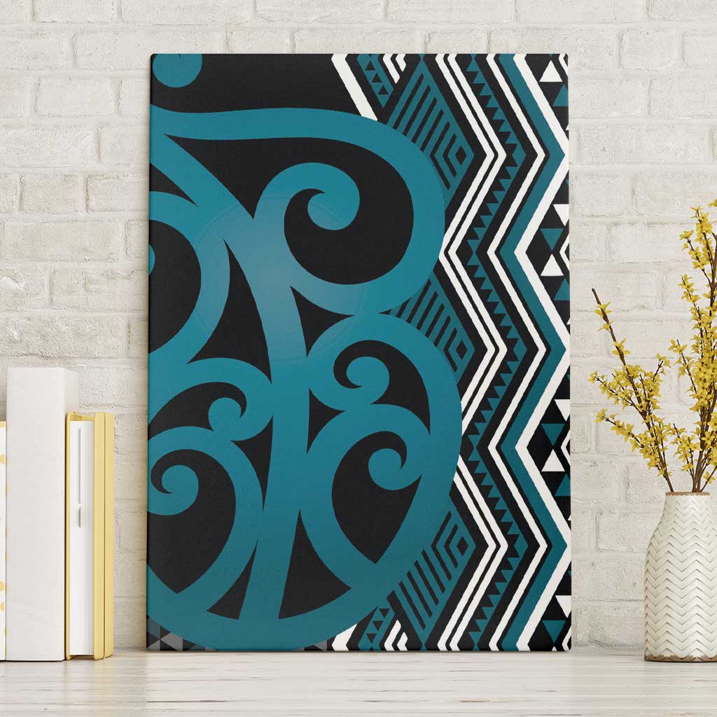 Maori Taniko Patterns Canvas Wall Art Azure Patiki Motifs Mix Whakairo Ngaru LT7 Without Frame Azure - Polynesian Pride