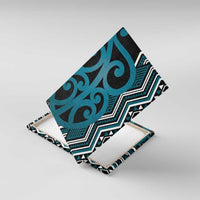 Maori Taniko Patterns Canvas Wall Art Azure Patiki Motifs Mix Whakairo Ngaru LT7 With Frame Azure - Polynesian Pride