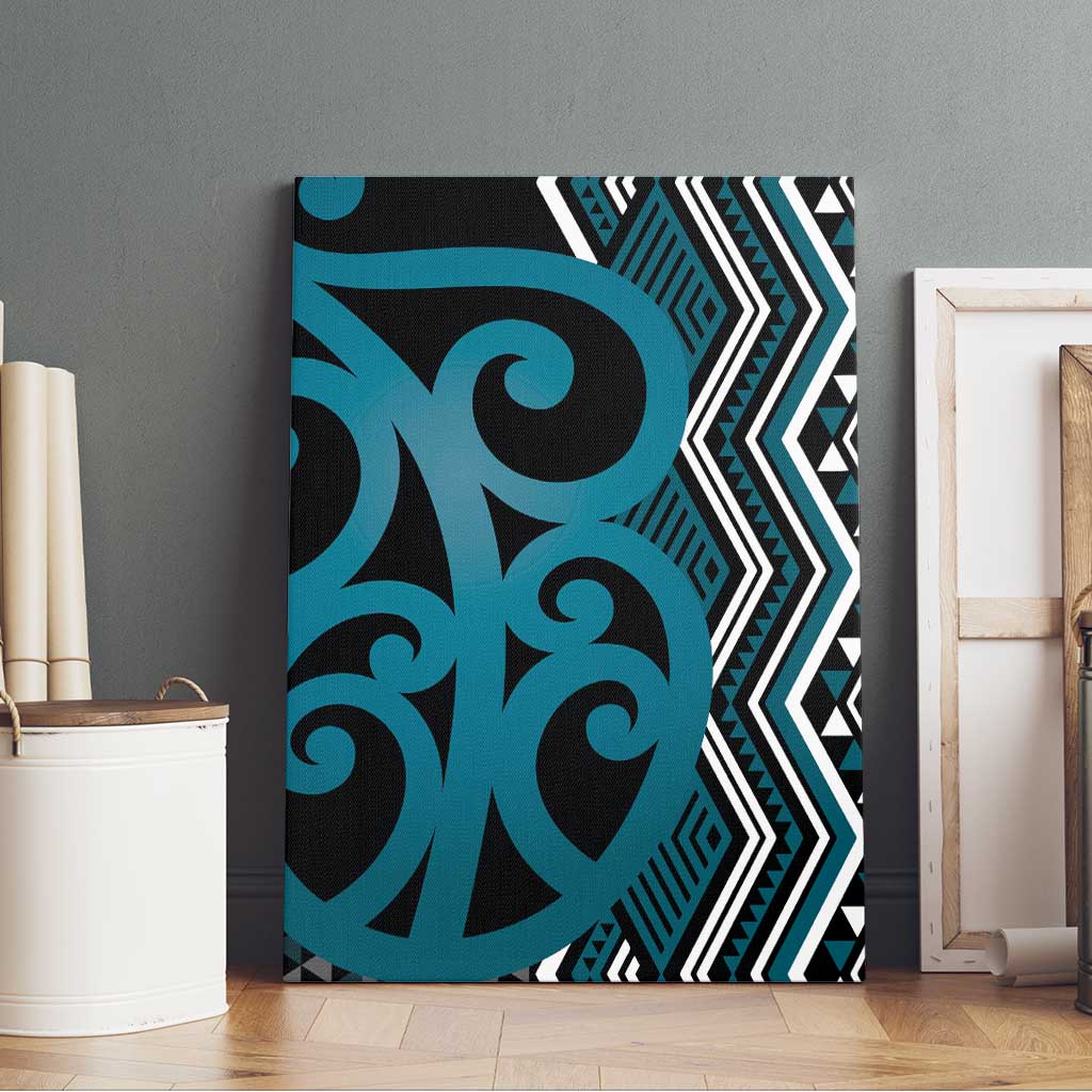 Maori Taniko Patterns Canvas Wall Art Azure Patiki Motifs Mix Whakairo Ngaru LT7 - Polynesian Pride