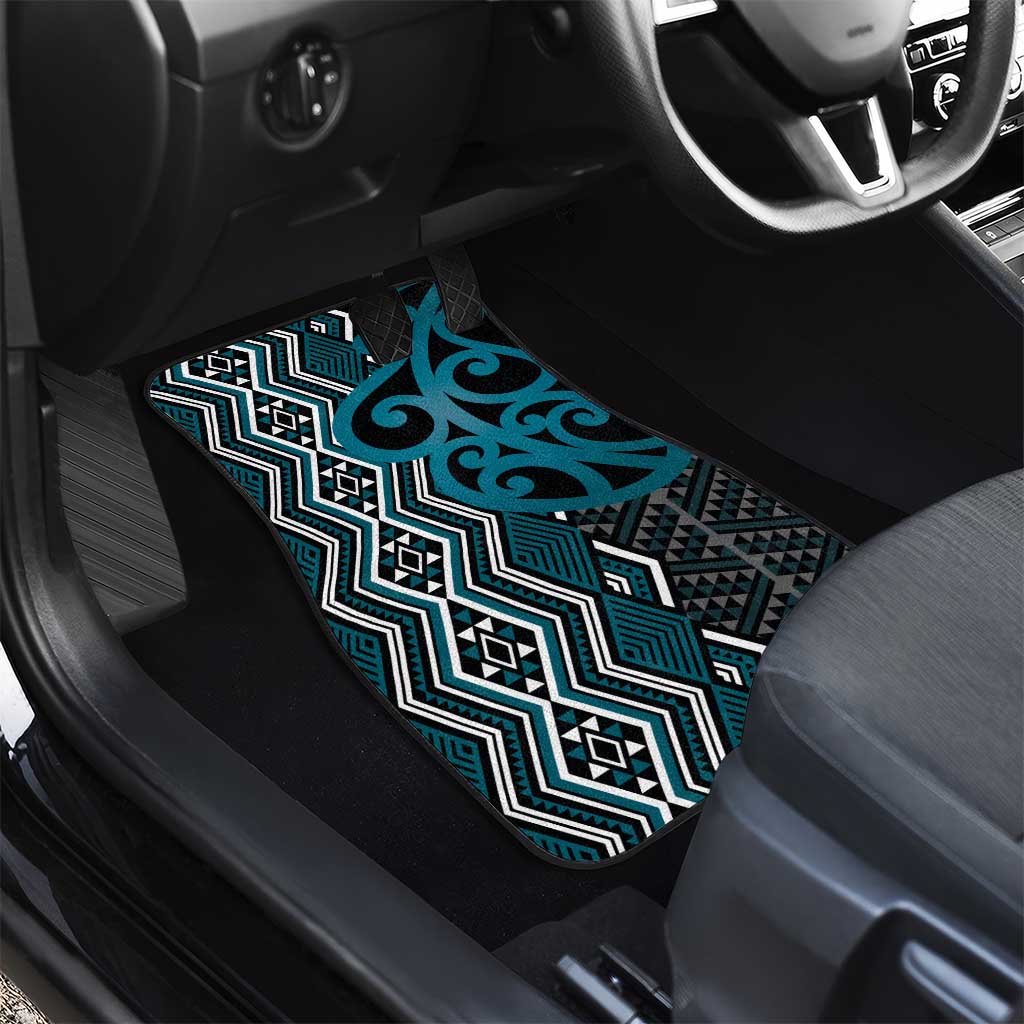 Maori Taniko Patterns Car Mats Azure Patiki Motifs Mix Whakairo Ngaru LT7 - Polynesian Pride