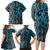 Maori Taniko Patterns Family Matching Long Sleeve Bodycon Dress and Hawaiian Shirt Azure Patiki Motifs Mix Whakairo Ngaru