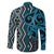 Maori Taniko Patterns Family Matching Off The Shoulder Long Sleeve Dress and Hawaiian Shirt Azure Patiki Motifs Mix Whakairo Ngaru