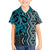 Maori Taniko Patterns Family Matching Off Shoulder Short Dress and Hawaiian Shirt Azure Patiki Motifs Mix Whakairo Ngaru