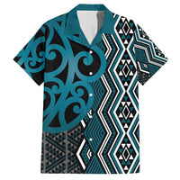 Maori Taniko Patterns Hawaiian Shirt Azure Patiki Motifs Mix Whakairo Ngaru LT7 Azure - Polynesian Pride