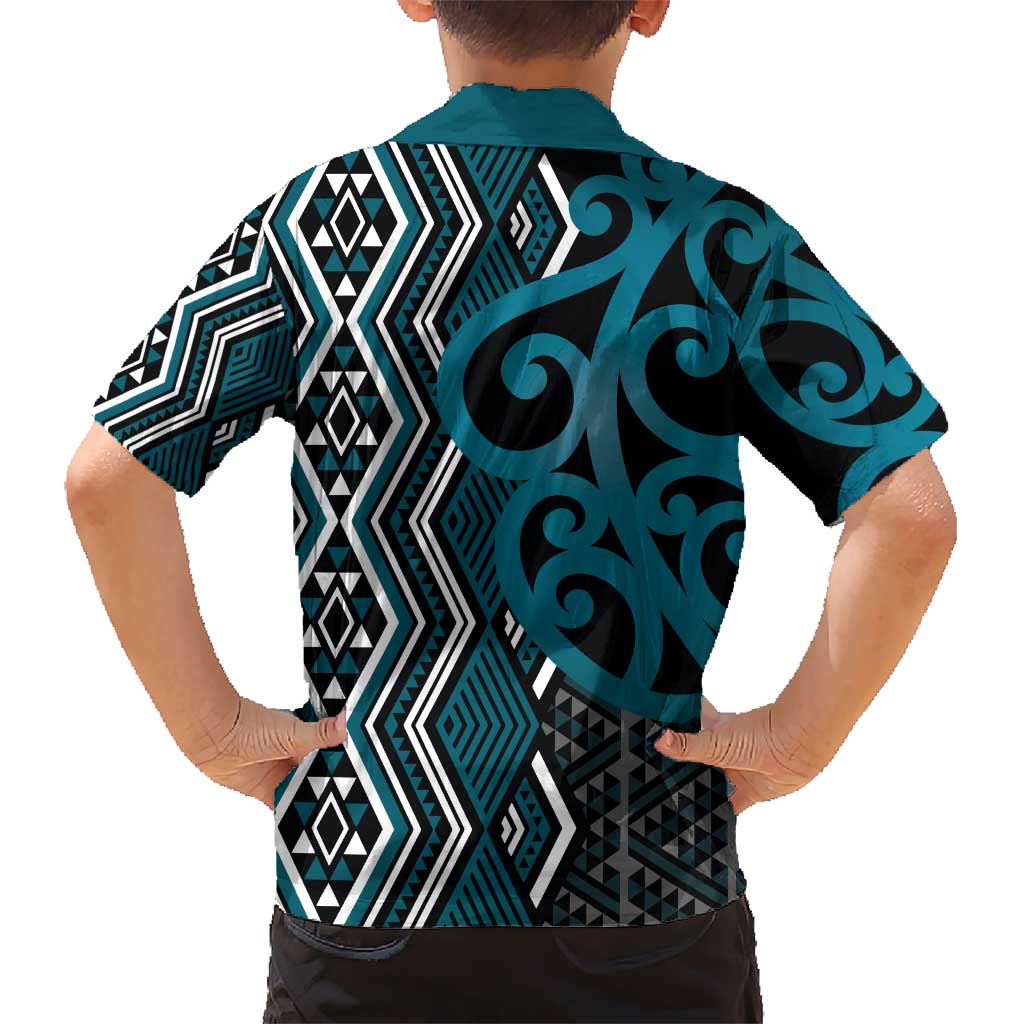 Maori Taniko Patterns Hawaiian Shirt Azure Patiki Motifs Mix Whakairo Ngaru LT7 - Polynesian Pride
