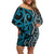 Maori Taniko Patterns Off Shoulder Short Dress Azure Patiki Motifs Mix Whakairo Ngaru