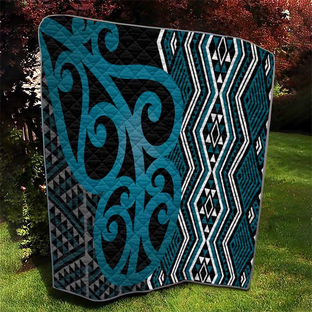 Maori Taniko Patterns Quilt Azure Patiki Motifs Mix Whakairo Ngaru