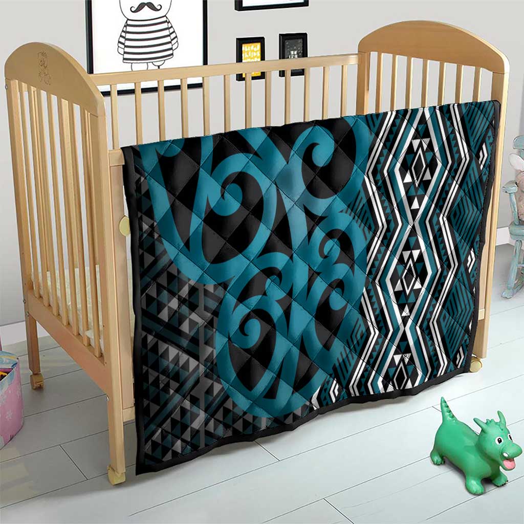 Maori Taniko Patterns Quilt Azure Patiki Motifs Mix Whakairo Ngaru