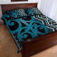 Maori Taniko Patterns Quilt Bed Set Azure Patiki Motifs Mix Whakairo Ngaru LT7 - Polynesian Pride