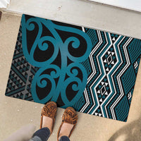 Maori Taniko Patterns Rubber Doormat Azure Patiki Motifs Mix Whakairo Ngaru LT7 - Polynesian Pride