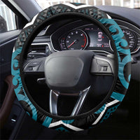 Maori Taniko Patterns Steering Wheel Cover Azure Patiki Motifs Mix Whakairo Ngaru LT7 - Polynesian Pride