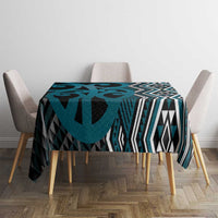 Maori Taniko Patterns Tablecloth Azure Patiki Motifs Mix Whakairo Ngaru LT7 - Polynesian Pride