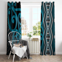Maori Taniko Patterns Window Curtain Azure Patiki Motifs Mix Whakairo Ngaru LT7 - Polynesian Pride