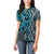 Maori Taniko Patterns Women Polo Shirt Azure Patiki Motifs Mix Whakairo Ngaru