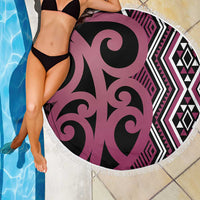 Maori Taniko Patterns Beach Blanket Pink Patiki Motifs Mix Whakairo Ngaru LT7 - Polynesian Pride