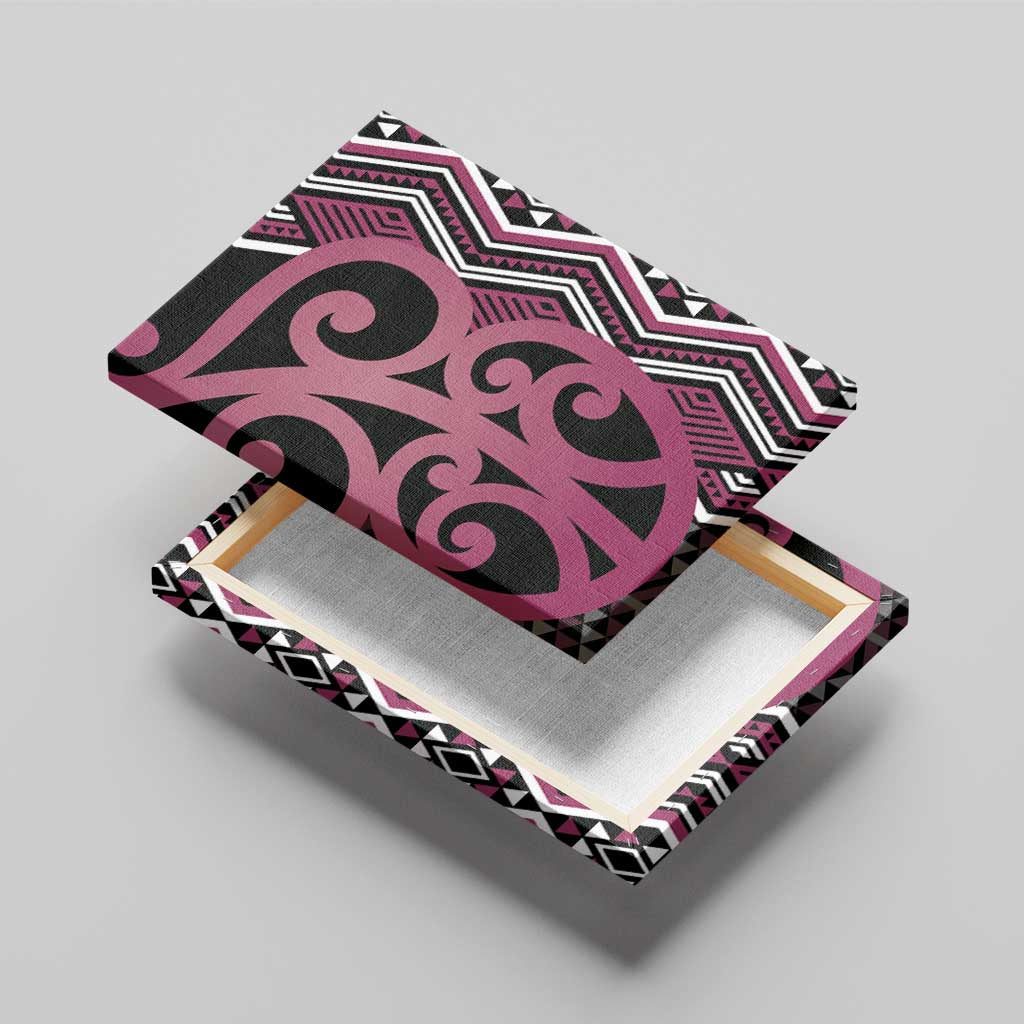 Maori Taniko Patterns Canvas Wall Art Pink Patiki Motifs Mix Whakairo Ngaru LT7 - Polynesian Pride