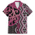 Maori Taniko Patterns Family Matching Long Sleeve Bodycon Dress and Hawaiian Shirt Pink Patiki Motifs Mix Whakairo Ngaru