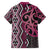 Maori Taniko Patterns Family Matching Long Sleeve Bodycon Dress and Hawaiian Shirt Pink Patiki Motifs Mix Whakairo Ngaru