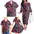 Maori Taniko Patterns Family Matching Off The Shoulder Long Sleeve Dress and Hawaiian Shirt Pink Patiki Motifs Mix Whakairo Ngaru