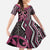 Maori Taniko Patterns Family Matching Off Shoulder Maxi Dress and Hawaiian Shirt Pink Patiki Motifs Mix Whakairo Ngaru