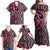 Maori Taniko Patterns Family Matching Off Shoulder Maxi Dress and Hawaiian Shirt Pink Patiki Motifs Mix Whakairo Ngaru