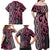 Maori Taniko Patterns Family Matching Off Shoulder Maxi Dress and Hawaiian Shirt Pink Patiki Motifs Mix Whakairo Ngaru