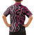 Maori Taniko Patterns Family Matching Off Shoulder Short Dress and Hawaiian Shirt Pink Patiki Motifs Mix Whakairo Ngaru