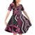 Maori Taniko Patterns Family Matching Off Shoulder Short Dress and Hawaiian Shirt Pink Patiki Motifs Mix Whakairo Ngaru