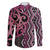 Maori Taniko Patterns Family Matching Off Shoulder Short Dress and Hawaiian Shirt Pink Patiki Motifs Mix Whakairo Ngaru