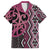 Maori Taniko Patterns Family Matching Short Sleeve Bodycon Dress and Hawaiian Shirt Pink Patiki Motifs Mix Whakairo Ngaru