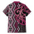 Maori Taniko Patterns Family Matching Short Sleeve Bodycon Dress and Hawaiian Shirt Pink Patiki Motifs Mix Whakairo Ngaru