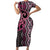 Maori Taniko Patterns Family Matching Short Sleeve Bodycon Dress and Hawaiian Shirt Pink Patiki Motifs Mix Whakairo Ngaru