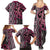 Maori Taniko Patterns Family Matching Summer Maxi Dress and Hawaiian Shirt Pink Patiki Motifs Mix Whakairo Ngaru