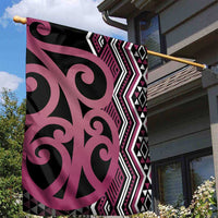 Maori Taniko Patterns Garden Flag Pink Patiki Motifs Mix Whakairo Ngaru LT7 - Polynesian Pride