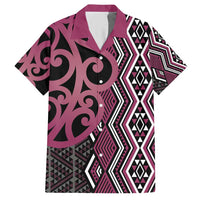 Maori Taniko Patterns Hawaiian Shirt Pink Patiki Motifs Mix Whakairo Ngaru LT7 Pink - Polynesian Pride