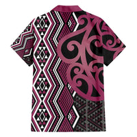 Maori Taniko Patterns Hawaiian Shirt Pink Patiki Motifs Mix Whakairo Ngaru LT7 - Polynesian Pride