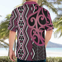 Maori Taniko Patterns Hawaiian Shirt Pink Patiki Motifs Mix Whakairo Ngaru LT7 - Polynesian Pride
