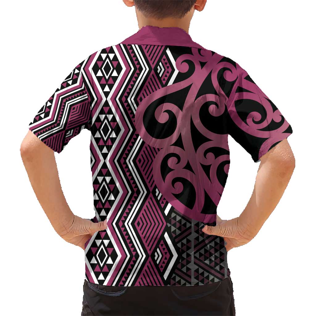 Maori Taniko Patterns Hawaiian Shirt Pink Patiki Motifs Mix Whakairo Ngaru LT7 - Polynesian Pride