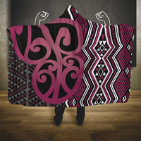 Maori Taniko Patterns Hooded Blanket Pink Patiki Motifs Mix Whakairo Ngaru LT7 - Polynesian Pride