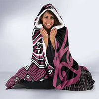 Maori Taniko Patterns Hooded Blanket Pink Patiki Motifs Mix Whakairo Ngaru LT7 - Polynesian Pride