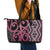 Maori Taniko Patterns Leather Tote Bag Pink Patiki Motifs Mix Whakairo Ngaru