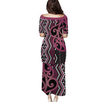 Maori Taniko Patterns Puletasi Pink Patiki Motifs Mix Whakairo Ngaru LT7 - Polynesian Pride