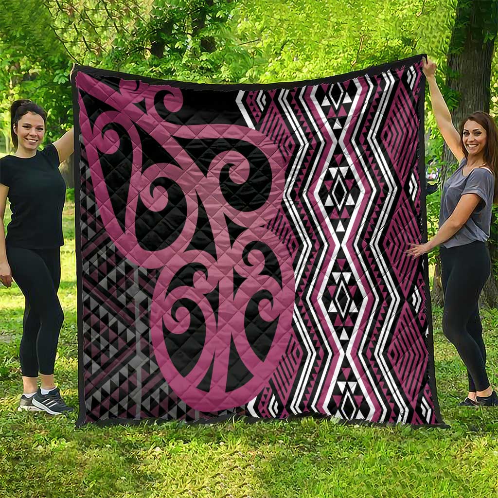 Maori Taniko Patterns Quilt Pink Patiki Motifs Mix Whakairo Ngaru