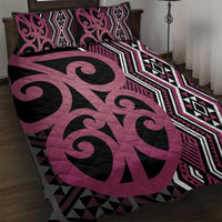 Maori Taniko Patterns Quilt Bed Set Pink Patiki Motifs Mix Whakairo Ngaru LT7 Pink - Polynesian Pride