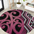 Maori Taniko Patterns Round Carpet Pink Patiki Motifs Mix Whakairo Ngaru